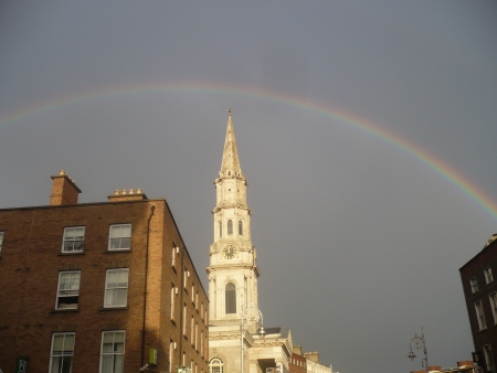 Rainbow above Church - Public Domain Photograph