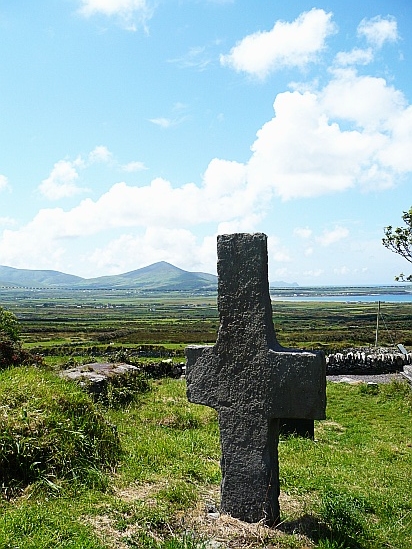 Stone cross landscape - Public Domain Photograph